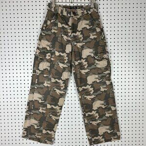 Class Club Camo Cargo Pants Youth Sz 14 Baggy Wide Leg Y2K 26x28 Woodland Skate